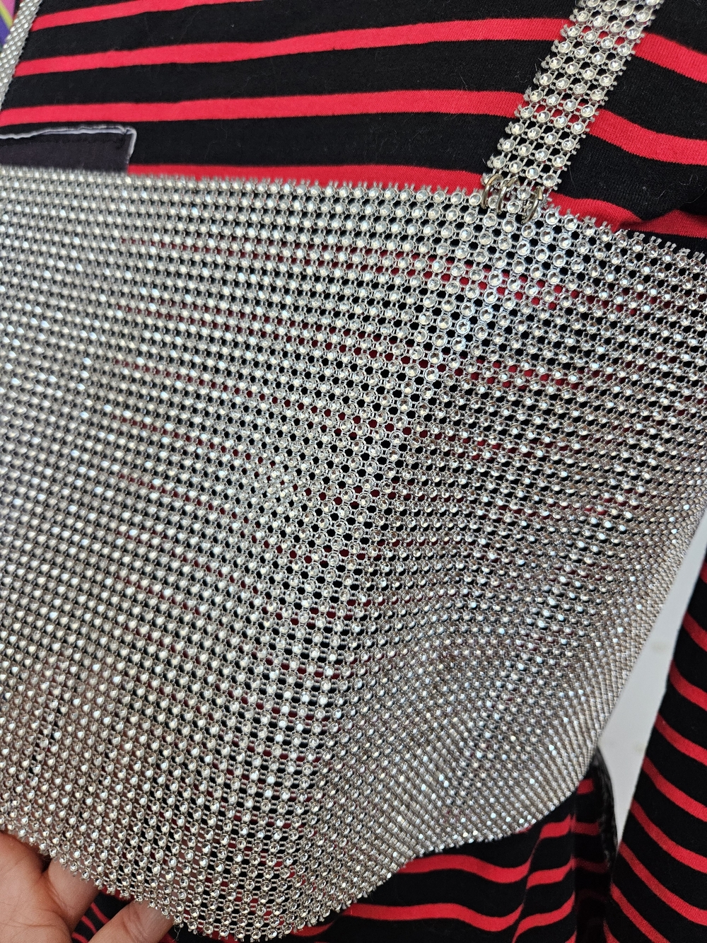 Silver Rhinestone Mesh Crop Layer - Picture 4 of 6